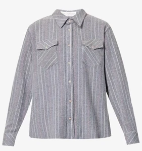 $2490 God's True Cashmere Grey Herringbone Rose Quartz Buttons 100% Cashmere Med - Picture 1 of 16