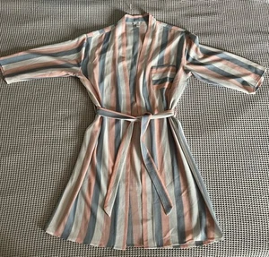Charming Charlie ~Pastel Blue Pink Stripe Kimono Cover Up Wrap Cardigan Robe Sm - Picture 1 of 10