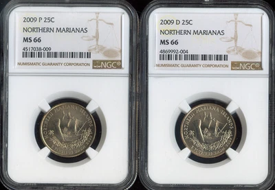 2009 P D Nothern Mariannas 2 Coin Set NGC MS66 Holiday Sale 🎁 - Image 1 of 2