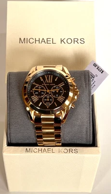 Michael Kors MK5739 Bradshaw Gold Black Dial Chronograph Watch BNWT GiftBox $275 - Image 1 of 4