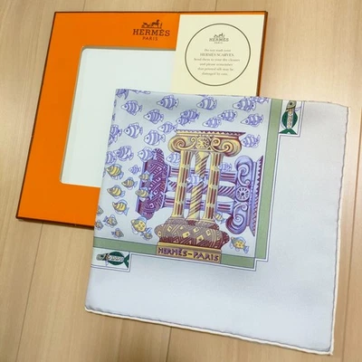 Unused HERMES Carre 90 Rencontre Oceane Fish vintage Silk Scarf Annie Faivre - Image 1 of 4