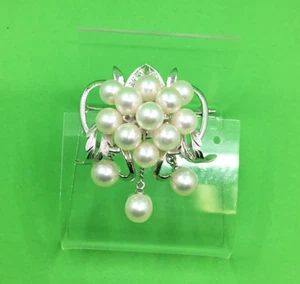 Vintage Silber Perlen Cluster Brosche Anhänger - Bild 1 von 4