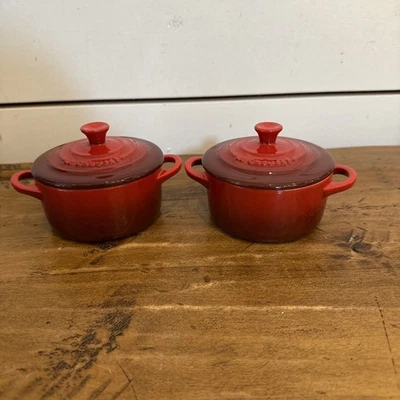 Le Creuset Mini Cocotte Petite Casserole Stoneware With Lids Set of 2 Red - Image 1 of 4