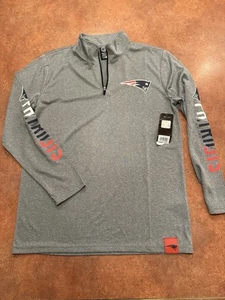 NWT Patriots Long Sleeve 1/4 Zip Shirt, Youth L Large Size 14-16, Grey, Licensed - Picture 1 of 5