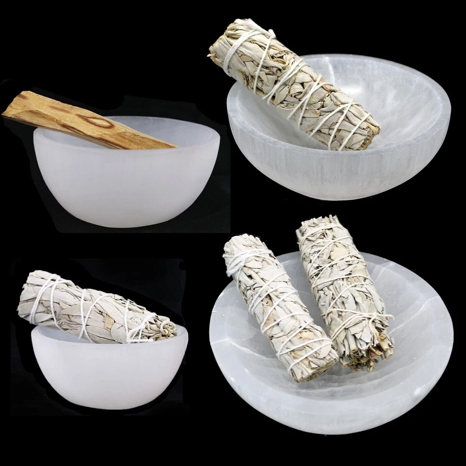 Selenite Crystal Bowl 3 4 5 and 6 Inch For Smudging and Crystal Charging Station - Image 1 of 1