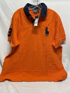 Men's POLO Ralph Lauren Big Pony Pique Custom Slim Fit Orange Shirt Size XXL 2XL - Picture 1 of 20