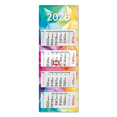 TIMR 4-Monatskalender 2026 Wandkalender mit Schieber mehrsprachig Bunt I tr319