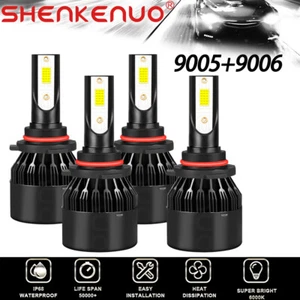 9005 & 9006 LED Headlight Kit Light Bulbs For Chevy Silverado 1500 2500 3500 HD - Foto 1 di 8