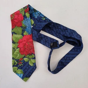 Vintage KENZO Silk Large Scale Floral & Leaf Designer Tie - Picture 1 of 8