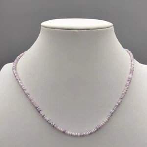 Purple Quartz Genuine Stone Heishi Necklace 16" Vintage Boho Chic Summer Beach - Picture 1 of 4