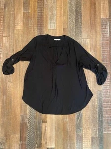 LUSH Women's Blouse V-Neck Black 3/4 Sleeve black size XL - Picture 1 of 4