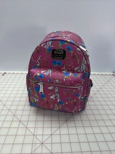 New Loungefly Disney Star Wars Pink Floral AOP Kylo Ren & Rey NWT Mini Backpack - Picture 1 of 8
