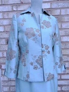 Coldwater Creek - 2 Pc Floral Jacket Dress, Fancy Teal Set, Size 6, R: $129 NWT - Picture 1 of 12