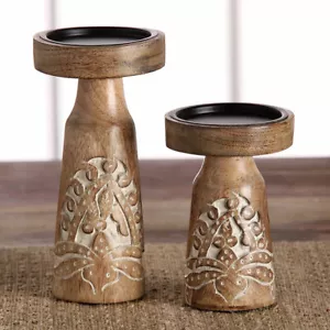 Juego de candelabros de pavo aspecto tallado cosecha otoño otoño - Imagen 1 de 3