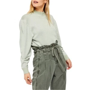 Free People Damen Pullover XS Sternennacht Glitzer Mock Rollkragen hellgrün - Bild 1 von 9