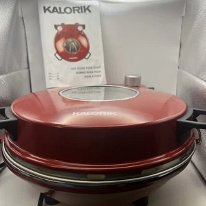 Kalorik Hot Stone Pizza PZM43618 Red Electric 12” Round Handled Indoor Oven VGC - Picture 1 of 19