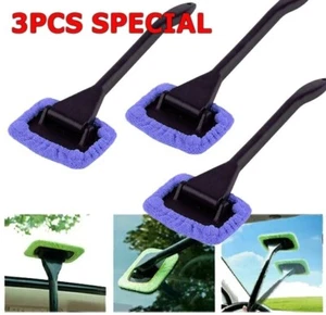 3X Window Windshield Cleaning Tool Wand Microfiber Car Wiper Cleaner Glass Brush - Picture 1 of 9