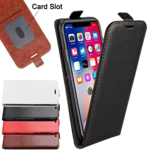 For iPhone 15 14 13 12 11 Pro Max 7 8 PU Leather Vertical Flip Wallet Case Cover - Picture 1 of 25