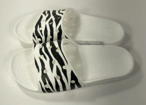Crocs Zebra Print Classic Animal Print Slide Sandal Men’s 11 / Women’s 13 - Picture 1 of 5