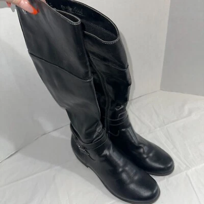 Botas hasta la rodilla Natural Soul para mujer de cuero sintético negro 9,5 M con cremallera lateral Foto 1 de 4