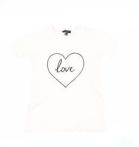 Primark Womens Pink Cotton Blend Basic T-Shirt Size 6 Round Neck - Love - Picture 1 of 12