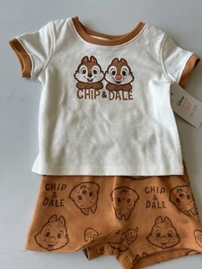 Jumping Beans Baby Boy Chip And Dale 2 Piece Knit Short Outfit Size 3 M NEW - Picture 1 of 5