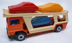Lesney Matchbox Superfast #11 Auto Carrier, orange body, black base, dark blue w - Picture 1 of 4