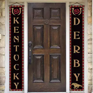 Kentucky Derby Porch Banner Run for The Roses Horse Racing Themed Party Front - Picture 1 of 5