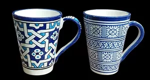Marokkanische Tasse Keramik Mosaik Kaffeetasse Set handbemalt signiert traditionell blau - Bild 1 von 7