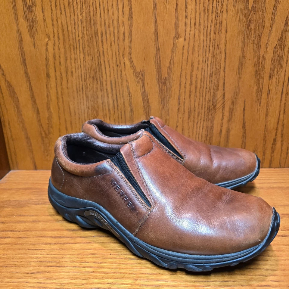Zapatos Mocasines Merrell Jungle Moc Cuero Marrón Caoba Sin Cordones Talla 9 Foto 1 de 4