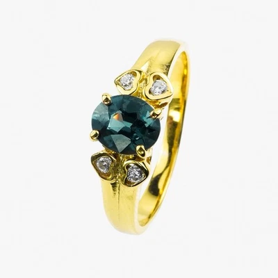 Burma Blue Green Spinel 0.70Ct 24K Gold 925 Sterling Silver Rings Fine Jewelry - Image 1 of 4