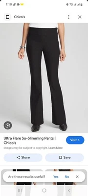 Chicos 1R The Ultimate Fit Ponte Stretch Flare Trouser Black Pants NWT - Image 1 of 4