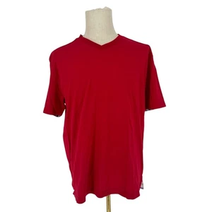T-shirt Robert Graham casual manica corta scollo a V tinta unita rosso M - Foto 1 di 3