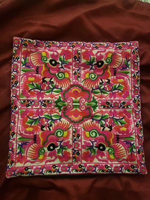 Thai Handmade Couch Bed Pillow Cover Thai Art Silk - Image 1 of 4