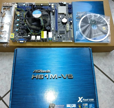 OTTIMO STATO-ASROCK  H61M-VS+CPU+SCATOLA - TESTATA  100% OK!! - Immagine 1 di 4
