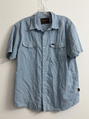 Howler Brothers H Bar B Mens M Short Sleeve Western Shirt Blue Pearl Snap - Image 1 of 4