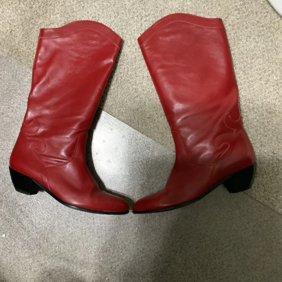 Vintage Sesto Meucci Classic Red Soft Leather  Boots Sz 9 Pull On - Image 1 of 4