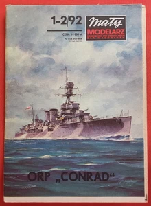 Modellbaubogen Maly Modelarz 1-2/92, Light Cruiser ORP CONRAD  in 1:200 - Picture 1 of 8