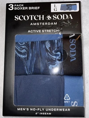 Scotch & Soda Amsterdam Men’s 3-Pack 6” Active Stretch Boxer Briefs Size Large - Image 1 of 4