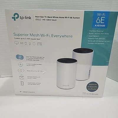 NEW TP-Link Deco WE10800 (2-PACK) Wi-Fi 6E AXE5400 Whole Home Mesh Routers  - Image 1 of 4