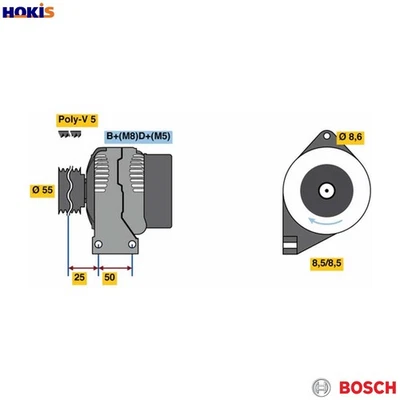 ALTERNATOR 0 986 049 540 FOR FIAT FIORINO/Box/Body/MPV BRAVO/II ALBEA/PALIO 1.0L - Image 1 of 4