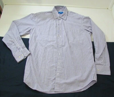 Camisa social masculina grande TOSCANO manga longa xadrez roxa com botões - Imagem 1 de 4