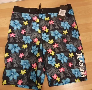 NEW Hurley Swim Trunks Board Shorts Hawaiian Flower 985354-023 Size 18/29 - Picture 1 of 7