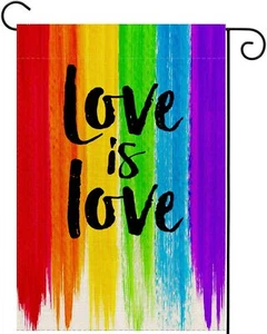 Love is Love Rainbow Garden Flag Vertical Double Sided Pride Gay Pride Lesbia... - Picture 1 of 6