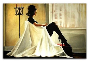 Jack Vettriano - 90x60cm Dipinto a Olio Mano Tela Autografato Murale G00355 - Zdjęcie 1 z 3