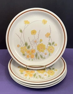 (4) Ekco Eterna Camelot Spring Meadow Flower Dinner Plates Stoneware MCM 10 5/8” - Picture 1 of 5