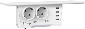 Zweifachstecker Mehrfachstecker 2er Steckdose Steckdosenadapter 2 fach mit 4 USB - Bild 1 von 7