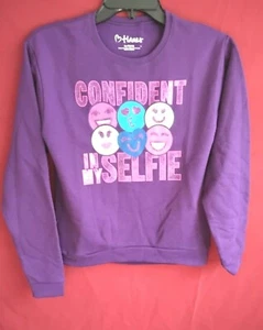New Girls Hanes Confident In My Selfie Size XL 14/16 Pullover Fleece Crew  Top - Picture 1 of 10