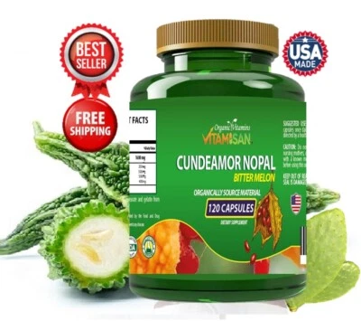 Cápsulas de melão amargo Cundeamor Nopal – 120 cápsulas orgânicas – Graviola, Anamu - Imagem 1 de 4