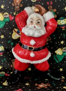 MCM Porcelain BASEBALL PLAYER SANTA Glove & Ball 5 1/2" Tall Moriage Fur Trim - Picture 1 of 7